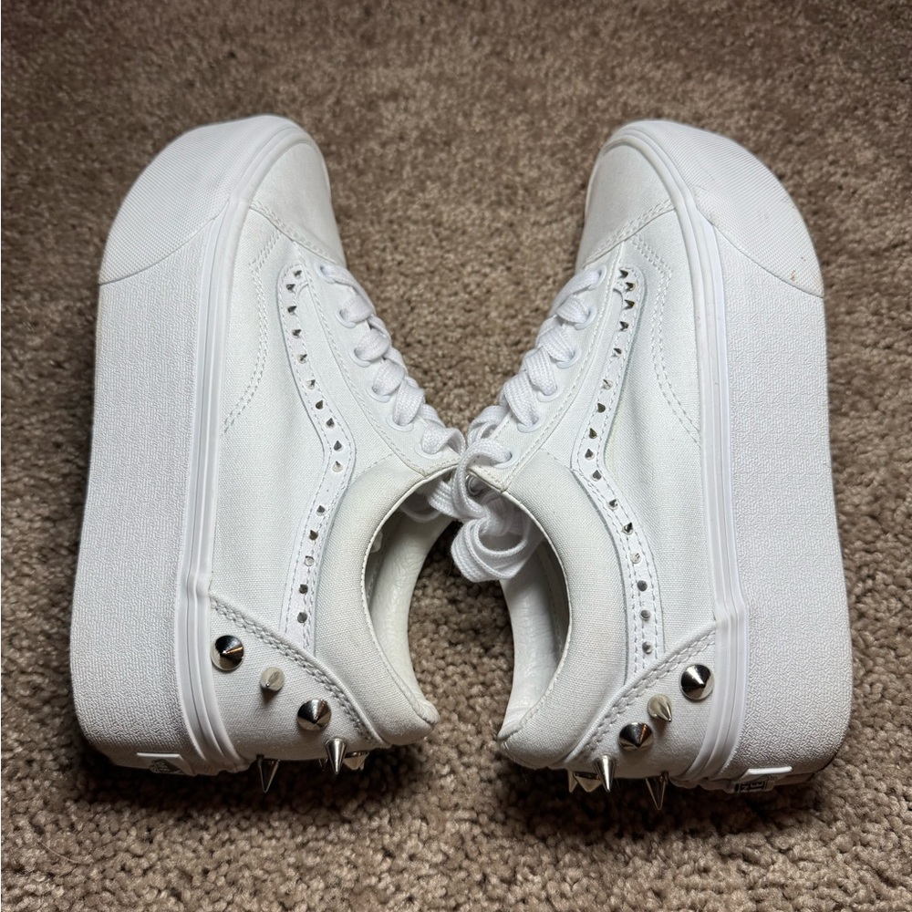 Vans Women's White Platform Sneakers - Picture 9 of 9